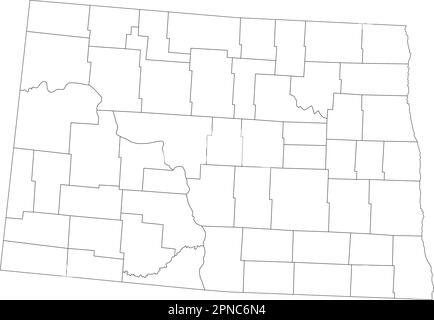 Sehr Detaillierte Blind Map In North Dakota. Stock Vektor