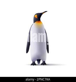Pinguins realistische 3D-Darstellung. Arktische Fauna wilde Tiere isolierte Darstellung Stock Vektor