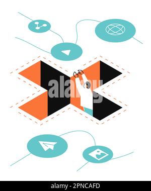 Informationssucht - farbenfrohe, flache Darstellung Stock Vektor