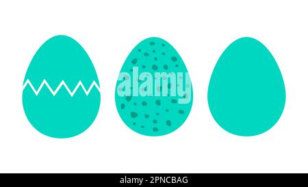 Ostereier-Ikonen-Set. Zerbrochenes Ei, gesprenkeltes Ei und glatt. Vektordarstellung Stock Vektor