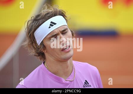 München. 18. April 2023. Alexander ZVEREV (GER) während des Trainings, der Aktion, des Einzelbildes, des zugeschnittenen Einzelmotifs, des Porträts, Porträt, Porträt. Tennis BMW Open 2023 am 18. April 2023 in München. Kredit: dpa/Alamy Live News Stockfoto