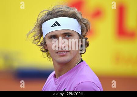 München, Deutschland. 18. April 2023. Alexander ZVEREV (GER) während des Trainings, der Aktion, des Einzelbildes, des zugeschnittenen Einzelmotifs, des Porträts, Portrait, Portrait Tennis BMW 2023 Uhr geöffnet am 18. April 2023 in München Gutschein: dpa/Alamy Live News Stockfoto