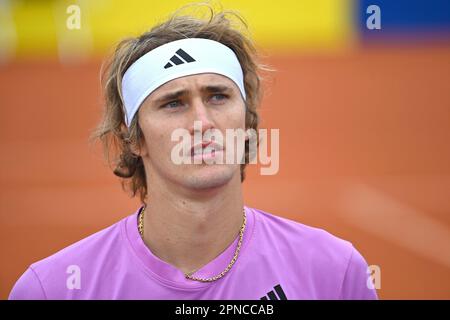 München. 18. April 2023. Alexander ZVEREV (GER) während des Trainings, der Aktion, des Einzelbildes, des zugeschnittenen Einzelmotifs, des Porträts, Porträt, Porträt. Tennis BMW Open 2023 am 18. April 2023 in München. Kredit: dpa/Alamy Live News Stockfoto