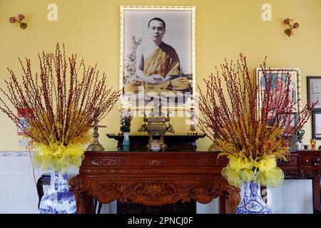 Tinh Xa Ngoc Chau Pagode. Buddhistischer Altar. Chau Doc. Vietnam. Stockfoto