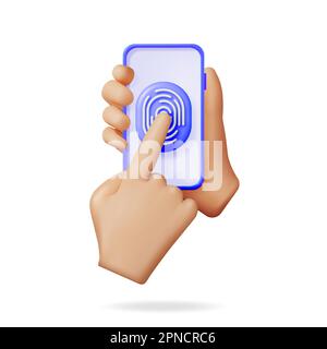 3D Fingerabdruck auf Mobiltelefon isoliert Stock Vektor