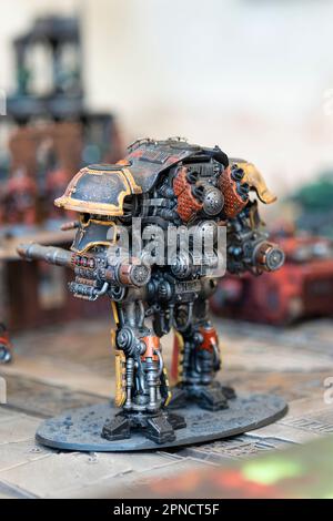 Set von spielenden Action-Figuren, Warhammer 40.000 Miniatur-Figur Stockfoto
