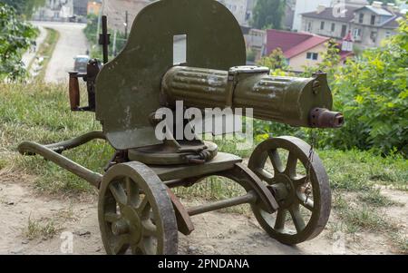 Das alte Maschinengewehrsystem von Old Maxim aus der Nähe Stockfoto