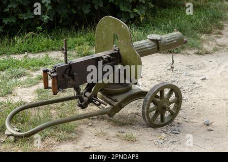 Das alte Maschinengewehrsystem von Old Maxim aus der Nähe Stockfoto