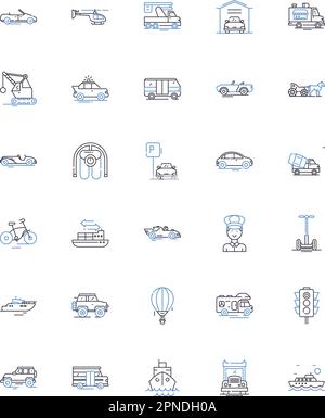 Kochutensilien Line Icons Kollektion. Spatel, Kelle, Whisk, Zange, Reibe, Küchenmesser, Küchenschere, Vektor und lineare Darstellung. Mischen Stock Vektor