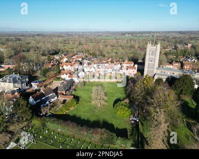 Dedham Village in Essex UK Drohne, Luftfahrt, Vogelperspektive, Stockfoto