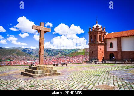 Cusco, Peru. Mirador de Plaza San Cristobal. Magie der antiken Inka-Kultur in Südamerika. Stockfoto