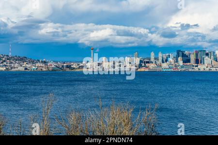 Wolkenkratzer in der Skyline von Seattle, Washington. Stockfoto