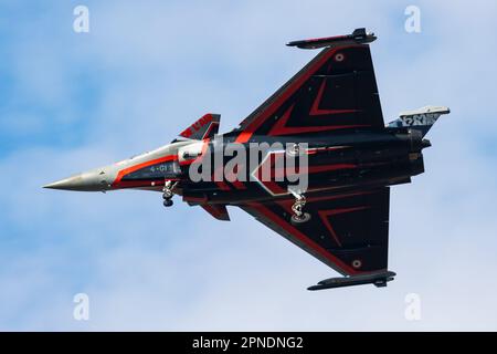 Ostrava, Tschechische Republik - 13. September 2018: Militärisches Kampfflugzeug auf dem Luftstützpunkt. Flugbetrieb der Luftwaffe. Luftfahrt und Flugzeuge. Luftverteidigung. Stockfoto