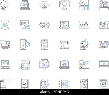 Symbolsammlung für die Appliances-Zeile. Kühlschrank, Spülmaschine, Ofen, Mikrowelle, Toaster, Mixer, Wasserkocher und lineare Darstellung. Kaffeemaschine Stock Vektor