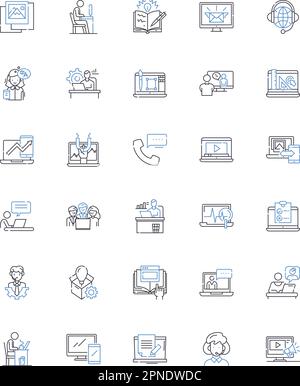 Sammlung der Positionssymbole für den Job-Standort. Beschäftigung, Vertriebschancen, Positionen, Angebote, Tätigkeiten, Einstellung, Bewerbervektor und lineare Darstellung. Rekrutierung Stock Vektor