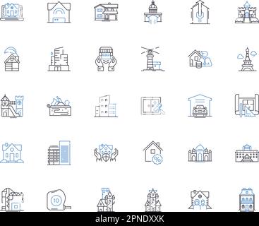 Ummantelung von Liniensymbolen. Zufluchtsort, Zufluchtsort, Asyl, Schutz, Rückzug, Logenvektor und lineare Darstellung. Ruhe, Safehouse, Safe Stock Vektor