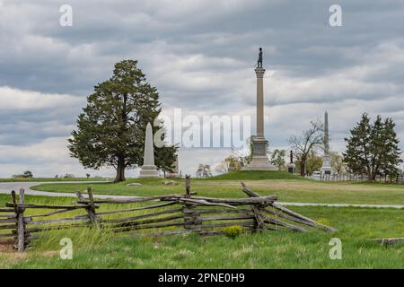 Denkmäler auf der Hancock Avenue, Gettysburg Pennsylvania USA, Gettysburg, Pennsylvania Stockfoto