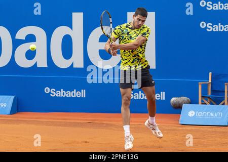 Barcelona, Spanien. 18. April 2023. 18. April 2023, Barcelona, Spanien: Carlos Alcaraz während seines Spiels gegen Nuno Borges während der Barcelona Open Banc Sabadell. Trofeo Conde Godo 900/Cordon Press Credit: CORDON PRESS/Alamy Live News Stockfoto