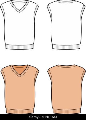 Strickweste für Herren. Vorne und hinten. Stock Vektor