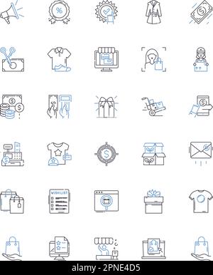 Symbolsammlung für die Technologielinie des Marktes. Innovation, Disruption, E-Commerce, Kryptowährung, Automatisierung, Cloud, Big-Data-Vektor und linear Stock Vektor