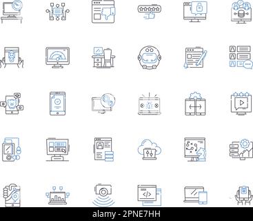 Symbolsammlung für Gerätezeilen. Mikrowelle, Kühlschrank, Herd, Ofen, Spülmaschine, Mixer, Toaster-Vektor und lineare Illustration. Kaffeemaschine Stock Vektor