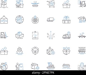 Transport Services Line Icons Collection. Versand, Logistik, Transport, Lieferung, Fracht, Transport-, Transit- und lineare Darstellung Stock Vektor