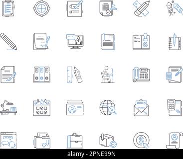Symbolsammlung für Trade Center-Zeilen. Handel, Handel, Handel, Märkte, Einfuhren, Exporte, internationaler Vektor und lineare Darstellung. Global Stock Vektor