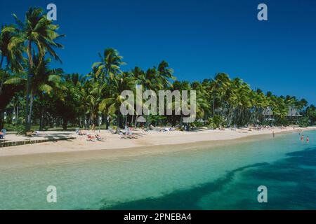 Strand im Fidschi Resort, Viti Levu, Fidschi Stockfoto