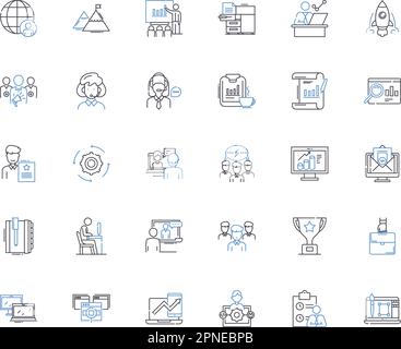 Symbolsammlung für Geschäftsoperationen. Effizienz, Prozess, Workflow, Automatisierung, Logistik, Optimierung, Leistungsvektor und linear Stock Vektor