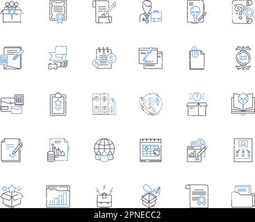 Symbolsammlung für Geschäftsprozesszeilen. Automatisierung, Optimierung, Effizienz, Optimierung, Workflow, Integration, Standardisierungsvektor und linear Stock Vektor