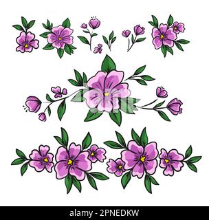Set aus einfachen rosa Blumen. Vektordarstellung Stock Vektor