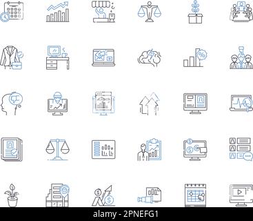 Symbolsammlung für Beurteilungspositionen. Bewertung, Bewertung, Bewertung, Bewertung, Analyse, Untersuchung, Übersichtsvektor und lineare Darstellung. Beurteilung Stock Vektor