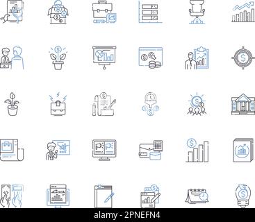 Kollektion mit Symbolen für die Zeile „Competitive Insights Analyse, Intelligenz, Benchmarking, Trends, Berichte, Daten, Analysevektor und lineare Darstellung Stock Vektor