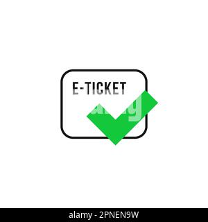 Lineares E-Ticket mit Häkchen Stock Vektor