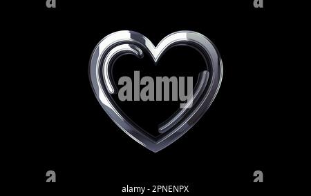 Herz Liebe Gesundheit ai Tech Code und Cyber Dating goldenes Metall Glanz Symbol Konzept. Spektakuläres Glüh- und Reflexionslichtsymbol abstraktes Objekt 3D Il Stockfoto
