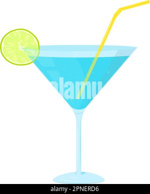 Blauer Cocktail mit Limettenscheibe Stock Vektor