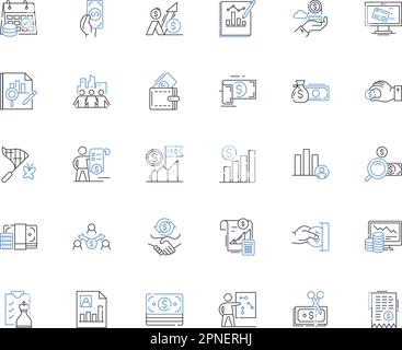 Portfolio Management Office - Symbolsammlung für Zeilen. Governance, Prozesse, Priorisierung, Metriken, Methodik, Strategie, Implementierungsvektor und Stock Vektor