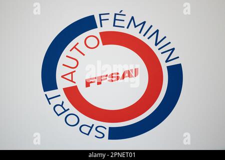 Paris, Frankreich. 18. April 2023. Logo Plan de Féminisation FFSA, Paris, Frankreich le 18 Avril 2023 - Foto : André Ferreira/DPPI Credit: DPPI Media/Alamy Live News Stockfoto