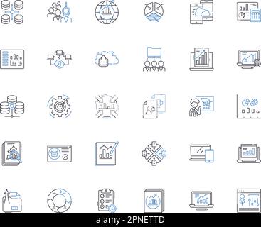 Datensätze - Liniensymbole. Archivierung, Katalog, Digital, Dokumentation, Historie, Index, Informationsvektor und lineare Darstellung. Inventar Stock Vektor