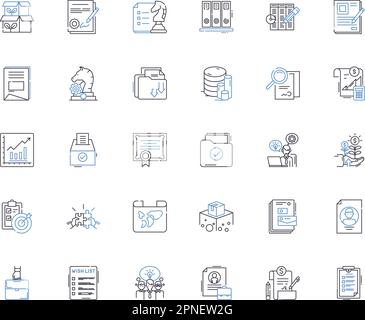 Sammlung der Liniensymbole des Prozessablaufdiagramms. Diagramm, Workflow, Sequenz, Fluss, Diagramm, Mapping, Systemvektor und lineare Darstellung. Logik, Zuordnung Stock Vektor