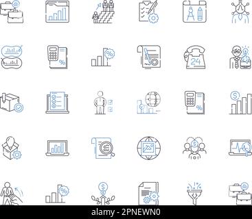 Sammlung der Positionssymbole für die Kundenanalyse. Demografie, Psychografie, Verhalten, Einstellungen, Segmentierung, Präferenzen, Zufriedenheitsvektor und linear Stock Vektor