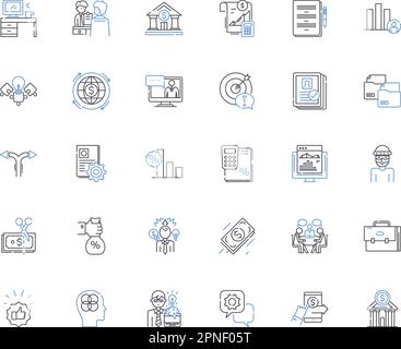Symbolsammlung für Auswertungslinien für Vorgänge. Effizienz, Effektivität, Leistung, Bewertung, Optimierung, Qualität, Analysevektor und linear Stock Vektor