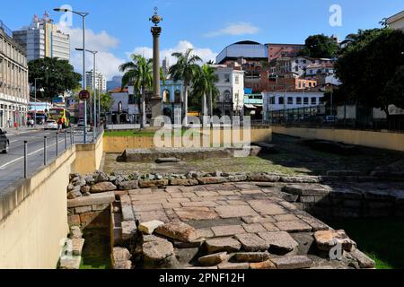 Valongo Wharf (Cais do Valongo) archäologische Stätte in Rio de Janeiro. Das alte Dock, das 1811 erbaut wurde, war der Landungs- und Handelsort der versklavten Afrikaner Stockfoto