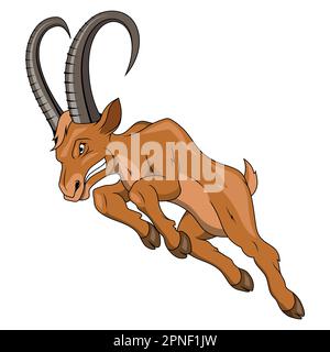 Berggürtel. Vektordarstellung eines Zylinders. Mächtiges Ziegenmaskottchen Stock Vektor