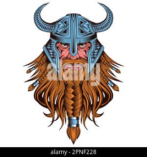 Wikingerkrieger. Vektordarstellung eines Muskelberserkers. Unheimliche, fantastische Menschen Stock Vektor