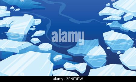 Gefrorenes arktisches Eis Zusammensetzung viele Eisstücke, die in die Vektordarstellung des Meeres driften Stock Vektor