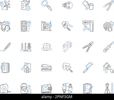 Icons-Kollektion für erneuerbare Energien. Solar, Wind, Wasserkraft, Geothermie, Biomasse, Gezeiten-, Biokraftstoff-Vektor und lineare Darstellung. Nachhaltig Stock Vektor