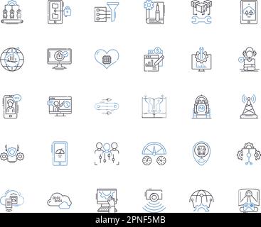 Symbolsammlung für Geschäftsprozesszeilen. Effizienz, Automatisierung, Optimierung, Optimierung, Workflow, Produktivität, Innovationsvektor und linear Stock Vektor