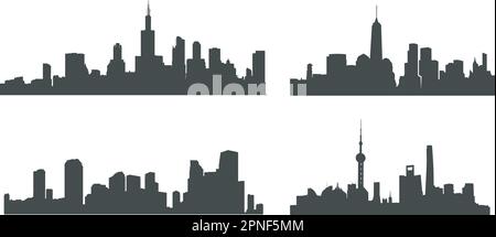 Silhouette der Stadt, Silhouetten der Skyline der Stadt, SVG der Stadt, Stadtvektor Stock Vektor