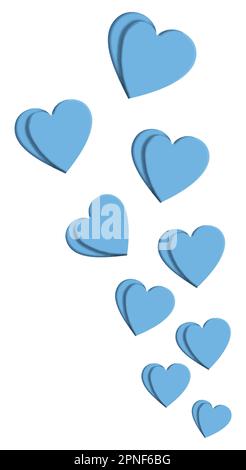 In diesem Vektorbild schwebt ein blaues Papierherz auf der Seite. Stock Vektor